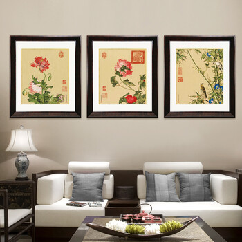 
                                        吉运来装饰画客厅壁画餐厅挂画沙发背景墙有框画玄关现代中式花鸟 棕色CY003-13 外框尺寸60*70cm                