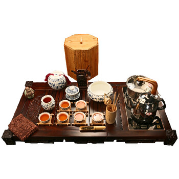 束氏青花灵芝龙凤呈祥四合一茶具大套组整套茶具茶具套装002164
