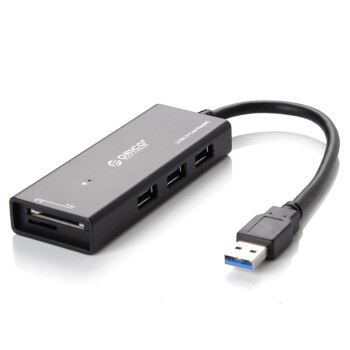 奥睿科（ORICO）H33TS-U3 USB3.0 HUB集线器 TF/SD读卡器 黑色
