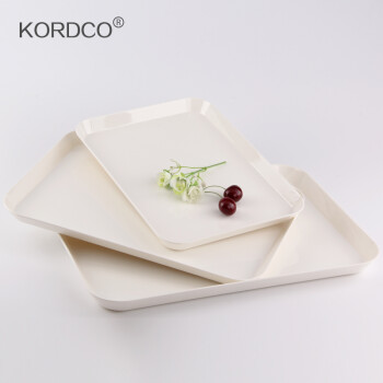 
                                                            KORDCO 大可餐具密胺托盘酒店托盘茶盘家用放水杯托盘长方形蛋糕面包盘仿瓷白色托盘餐盘 大中小三件套                