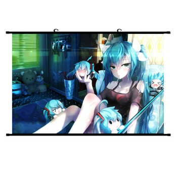 刻沫 初音未来 歌姬公主殿下miku 挂画海报壁纸卷轴画布画 二次元动漫