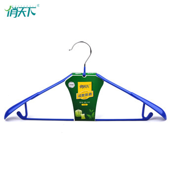 俏天下 浸塑衣裤架 防滑无痕衣架 防皱晾晒衣挂衣服挂1支装WL142颜色随机 24只