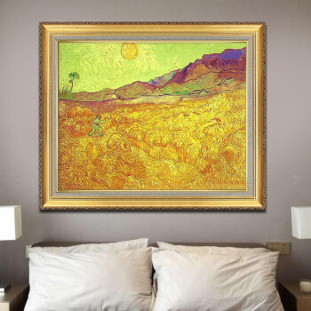 
                                        《收割者》梵高名画临摹 现代客厅装饰画 纯手绘欧式油画 玄关卧室壁画挂画 丰收 50*70cm                
