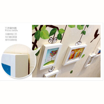 
                                        喜亦雅 木质相框墙照片组合墙背景墙创意家居装饰礼品 红色 8框                