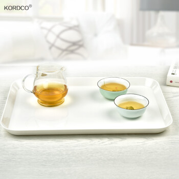 
                                                            KORDCO 大可餐具密胺托盘酒店托盘茶盘家用放水杯托盘长方形蛋糕面包盘仿瓷白色托盘餐盘 大中小三件套                