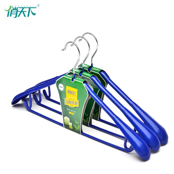 俏天下 浸塑衣裤架 防滑无痕衣架 防皱晾晒衣挂衣服挂1支装WL142颜色随机 24只