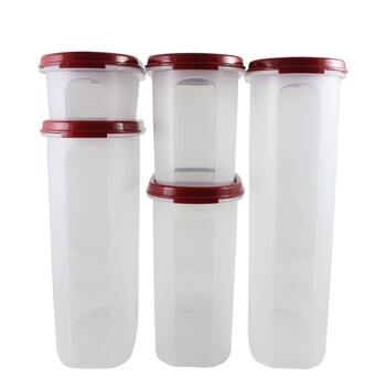 特百惠Tupperware MM椭圆1-5号5件套干货储藏保鲜盒经典红盖