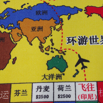 享家儿童卧室客厅趣味游戏毯地毯大富翁 100*130厘米地毯 客厅地毯 卧室地毯