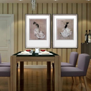 
                                                            KINGART 装饰画床头画轻奢挂画卧室装饰画壁画玄关画办公室字画后现代轻奢画二联墙画人物S19 优雅芭蕾舞一套2联价格 40*60                