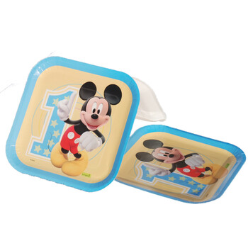 
                                        孩派 Disney正品 生日聚会装饰 一岁米奇Mickey盘子6个                