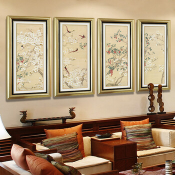 巢里巢外 客厅装饰画新中式国画卧室书房办公玄关有框壁画挂画墙画花鸟 鸟语花香 鸟语花香45*85
