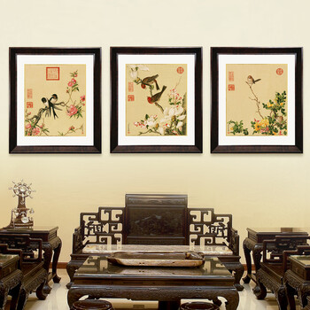
                                        吉运来装饰画客厅壁画餐厅挂画沙发背景墙有框画玄关现代中式花鸟 棕色CY003-13 外框尺寸60*70cm                