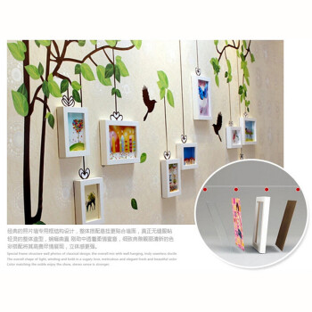 
                                        喜亦雅 木质相框墙照片组合墙背景墙创意家居装饰礼品 红色 8框                