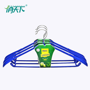 俏天下 浸塑衣裤架 防滑无痕衣架 防皱晾晒衣挂衣服挂1支装WL142颜色随机 24只
