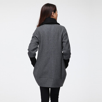 美戈臻品 2015冬装新款大码毛呢大衣外套女 灰色 XL 建议130-145斤穿
