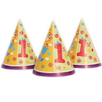 
                                        孩派HighParty生日派对用品//生日帽子//生日装扮//一岁紫花圆锥帽1个                