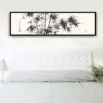 
                                        海韵生 客厅装饰画 床头挂画卧室壁画墙画床头画花卉书房中式有框画 淇水清风图 50*150                
