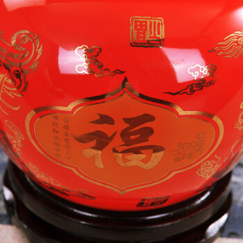 
                                        御雕坊 景德镇陶瓷花瓶工艺品摆件 中国红瓷器花瓶装饰品摆件 红福苹果不带盖高14CM*宽17CM                