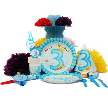 
                                        孩派HighParty生日派对用品/生日聚会用品/儿童生日用品/三岁男孩6人基本装                