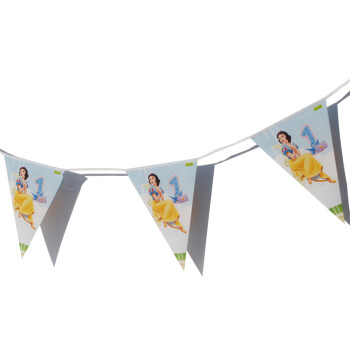 
                                        孩派 儿童派对生日派对用品 生日用品 一岁白雪公主三角旗12面                