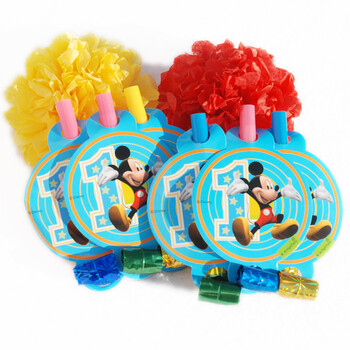 
                                        孩派 Disney正品 生日派对用品 一岁米奇吹龙6个                