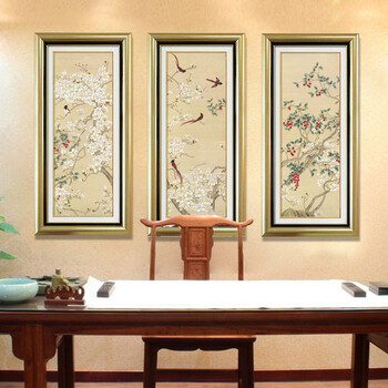 巢里巢外 客厅装饰画新中式国画卧室书房办公玄关有框壁画挂画墙画花鸟 鸟语花香 鸟语花香45*85