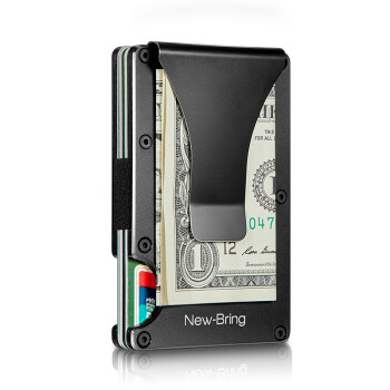 NEWBRINGNewBring金属钱夹卡包男士商务钱包超薄多卡位钱夹 防盗刷防NFC 黑色