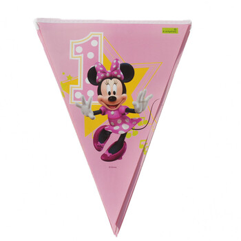 孩派HighParty儿童生日派对用品/生日聚会用品/一岁米妮彩旗12面