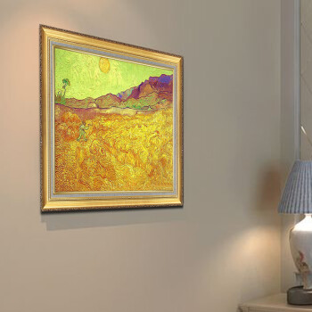 
                                        《收割者》梵高名画临摹 现代客厅装饰画 纯手绘欧式油画 玄关卧室壁画挂画 丰收 50*70cm                
