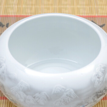
                                                                                景德镇陶瓷器风水聚宝盆小养鱼缸乌龟缸睡莲碗水缸工艺品客厅摆件家居酒柜玄关电视柜办公室装饰品摆设 中号溪山访友鱼缸（配木质旋转底座）                