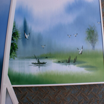 
                                                                                稀颜 客厅装饰画 新中式壁画  卧室床头画书房现代简约挂画 餐厅田园风景三联画 整套价格 水乡  白色框 50*50                