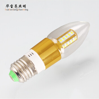 华宝亮灯泡e14led灯泡e27小螺口蜡烛灯泡3w护眼灯泡尖泡led节能灯泡5w接尾灯泡 E27 暖白光 蜡烛灯泡 5w