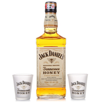 【京东超市】杰克丹尼（Jack Daniel`s）洋酒 美国田纳西州威士忌蜂蜜力娇酒双杯礼盒700ml（2016年礼盒）
