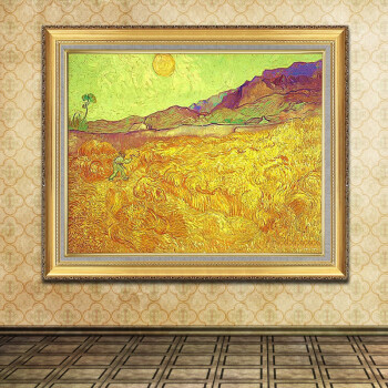 
                                        《收割者》梵高名画临摹 现代客厅装饰画 纯手绘欧式油画 玄关卧室壁画挂画 丰收 50*70cm                