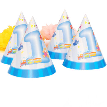 
                                        孩派HighParty生日派对用品//生日帽子//生日装扮//一岁男孩圆锥帽1个                