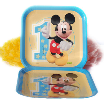 
                                        孩派 Disney正品 生日聚会装饰 一岁米奇Mickey盘子6个                