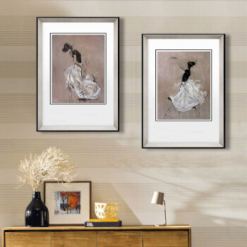 
                                                            KINGART 装饰画床头画轻奢挂画卧室装饰画壁画玄关画办公室字画后现代轻奢画二联墙画人物S19 优雅芭蕾舞一套2联价格 40*60                