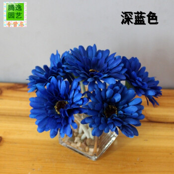 仿真扶郎菊非洲菊雏菊 客厅餐厅办公室桌摆摆件 蓝色