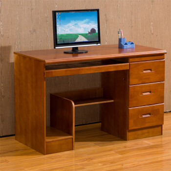 实木台式电脑桌书架组合一体桌写字台橡木学习书桌办公桌家用简约 1米