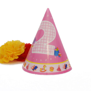 孩派HighParty生日派对用品//生日帽子//生日装扮//二岁女孩圆锥帽1个