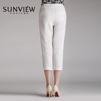 
                                        SUNVIEW尚约2015专柜正品修身显瘦中腰纯色OL简约风格薄款七分裤 白色 40(165/72A)                