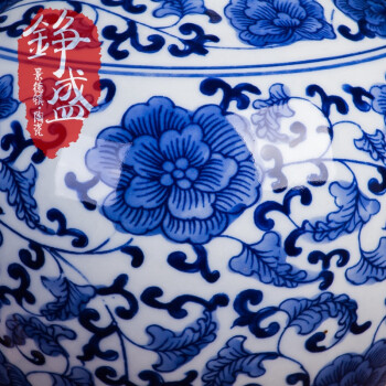 
                                        铮盛 景德镇陶瓷器 现代时尚青花瓷花瓶花插 家装饰品书房客厅工艺摆件 赏瓶A                