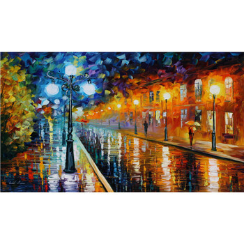 拼图玩具动漫卡通风景油画装饰画多款可选雨城之夜 1500片木质不分区