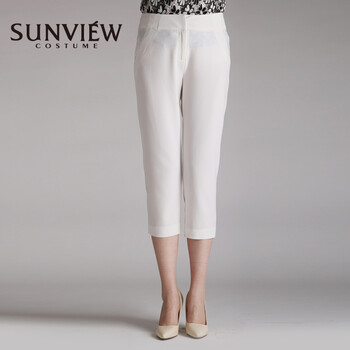 
                                        SUNVIEW尚约2015专柜正品修身显瘦中腰纯色OL简约风格薄款七分裤 白色 40(165/72A)                