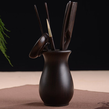 
                                                            云品家居 功夫茶具  鸡翅木茶道六君子 套装 实木茶道零配件 茶艺 茶具 E款花瓶黑色六君子(简约装)                
