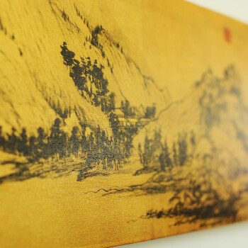 吉祥家 新中式壁画 富春山居图 山水金箔装饰画 家居仿古壁挂饰 沙发背景画客厅书房无框画Z
