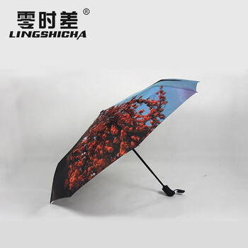 零时差创意全自动雨伞女士太阳伞防紫外线 精品油画伞 黑胶遮阳伞超强防晒自开自收折叠晴雨两用 外层铁塔图案_内层黑胶