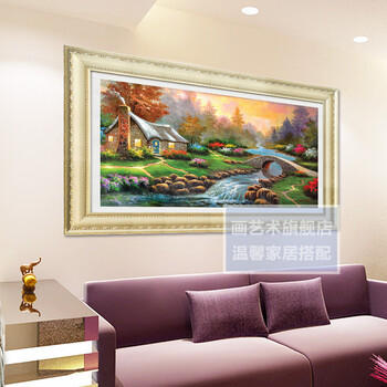 画艺术魔方钻石绣新款风景满砖挂画温馨小屋全贴满钻贴钻十字绣粘钻砖石秀 满钻温馨小屋80*43cm