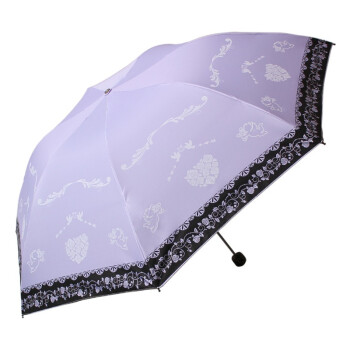 天堂伞 爱情神话黑胶防紫外线三折铅笔晴雨伞 莲色 33198E