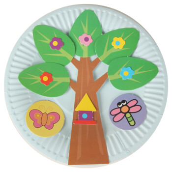 幼儿园diy手工制作粘贴彩色纸盘材料包 圆形纸餐盘幼儿园 贴画玩具